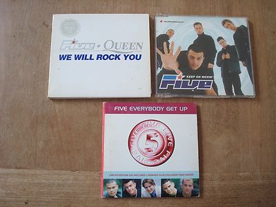 3 X FIVE CD SINGLES - INC LTD. EDITION  WE WILL ROCK YOU WITH QUEEN AND POSTER