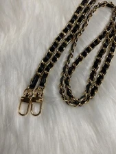 Bag Chain Strap Replacement Crossbody Handbag Purse DIY 48” Gold Black Leather