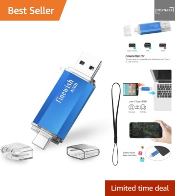 Type C USB Stick 32gb Tragbar OTG USB 2.0 Speicher Kompakt Blau