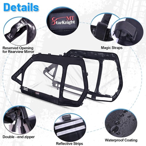 Upper Doors Soft Cab Enclosures For Polaris RZR XP 1000/ XP Turbo RZR 900 2014+ - Picture 2 of 13