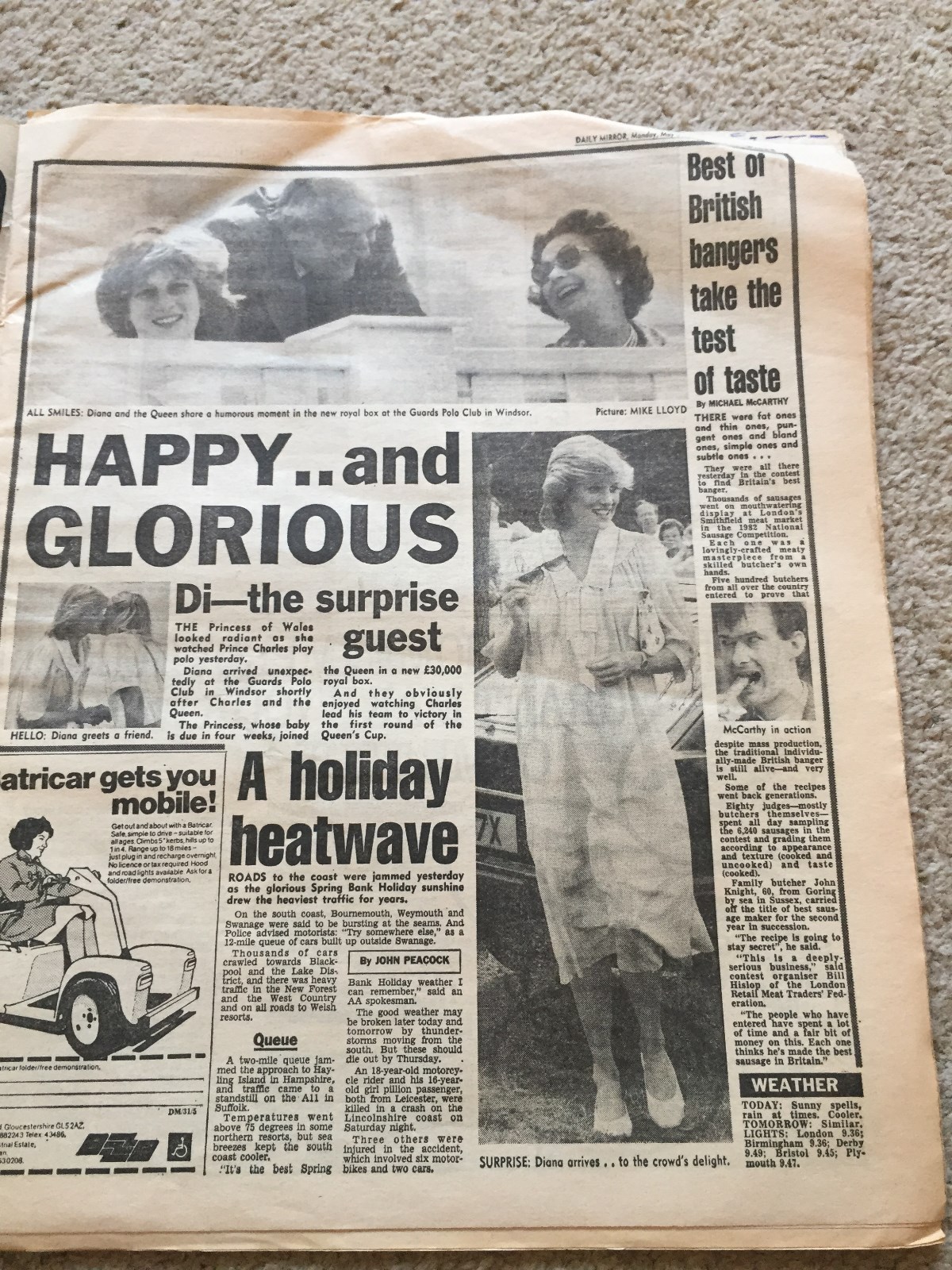 Daily Mirror newspaper 31st May 1982 Falklands Colonel Herbert Jones