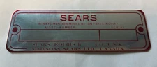 Sears Garden Tractor ID Plate-Brand New  / Vintage Antique Lawn Garden Tag