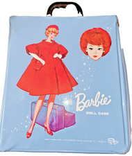 1963 Barbie VINTAGE CARRYING CASE Bubble Cut Powder Blue Mattel