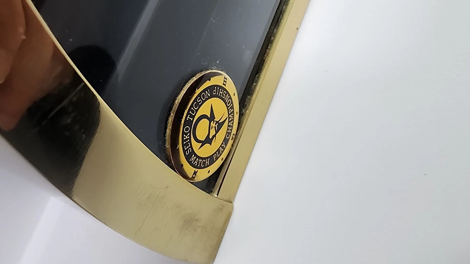 Vintage Seiko QQZ137G Half Moon Gold Black Mantle Clock Working Tuscan Match  - Image 2 of 4