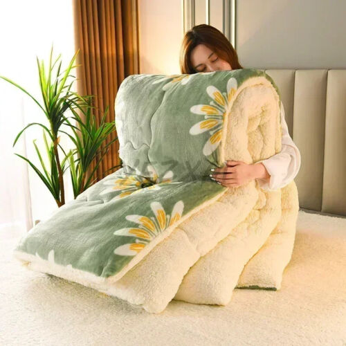 Plaid Super Thick Warm Blankets Winter Autumn Milk Fleece Duvet Thicken Warmth - Picture 25 of 29