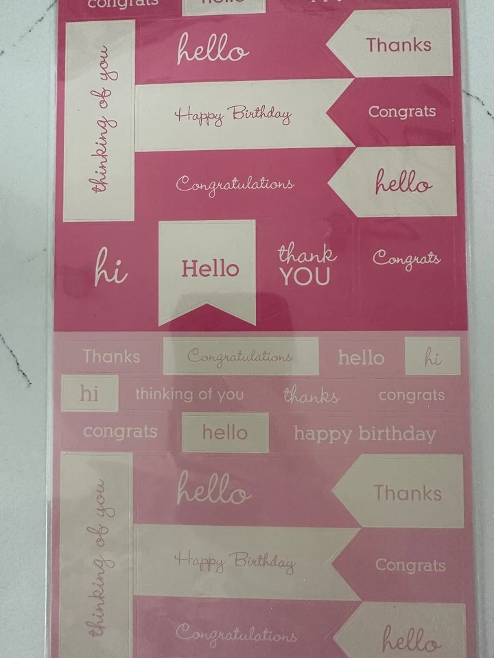 Pegatinas de acento y frase de guijarros gracias Hola felicitaciones álbum de recortes artesanía Foto 3 de 4