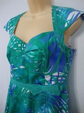 Spense Party Dress Sweetheart Neckline Women's sz 6 Green Blue Palm Leaves