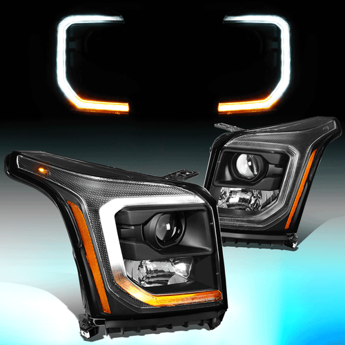 FOR 2015-2020 GMC YUKON XL LED DRL BLACK CLEAR SIDE TURN PROJECTOR HEADLIGHTS - Picture 1 of 12