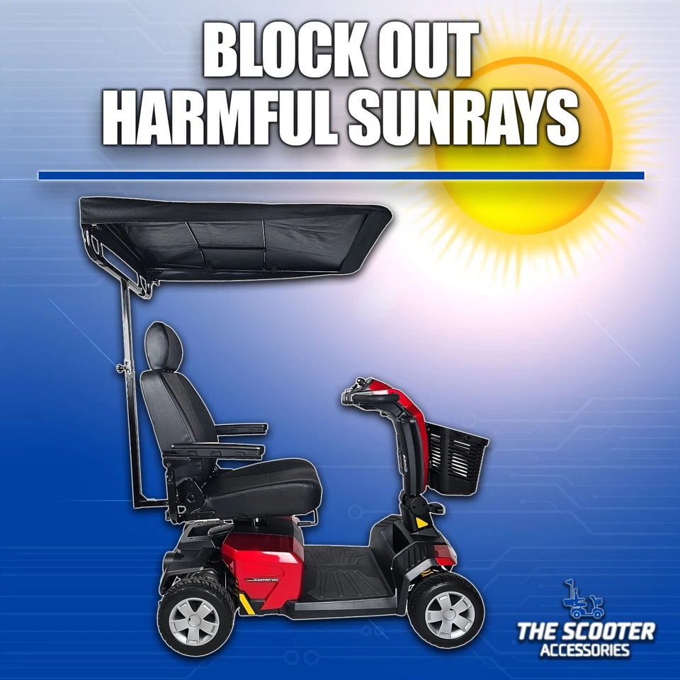 Toldo de sombrilla para scooters de movilidad Pride. Extraíble resistente a la intemperie y al desgarro Foto 3 de 4