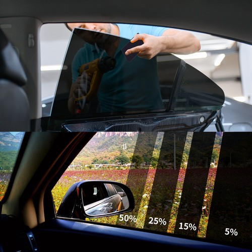 CAR WINDOW TINT FILM KIT TINTING SUPER DARK BLACK LIMO 1% 75CM x 6M - Picture 6 of 15