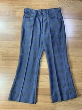 Vintage Levi  s Sta Prest Plaid Pants Flare Bell Bottom Plaid White Tab 30x27