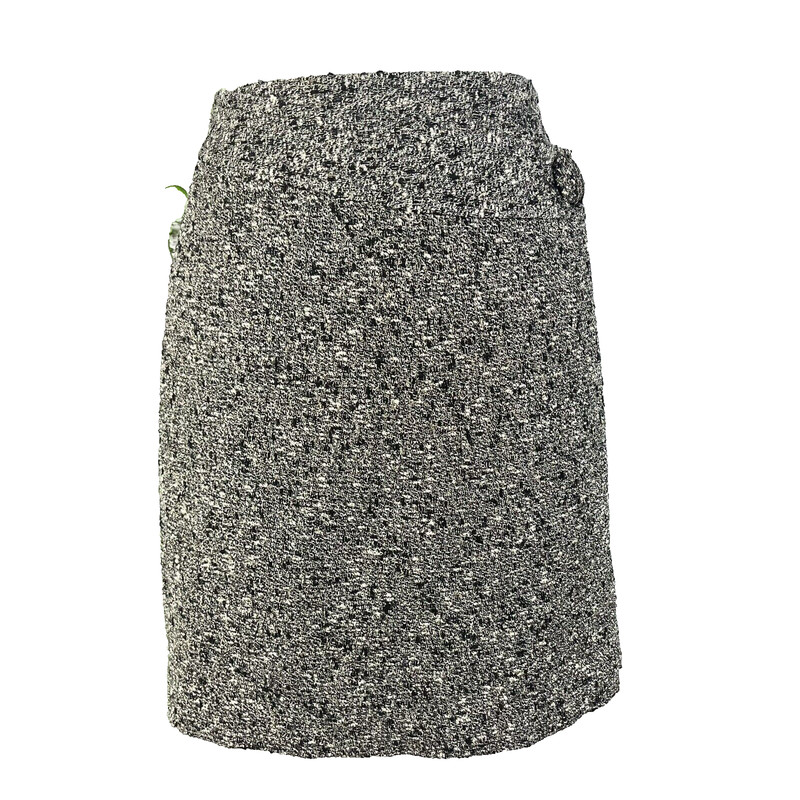 INC International Concepts Skirt 8 Silver Black Tweed Wool Wrap Cocktail Slim