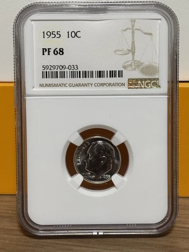 1955 Roosevelt Dime – NGC PF68