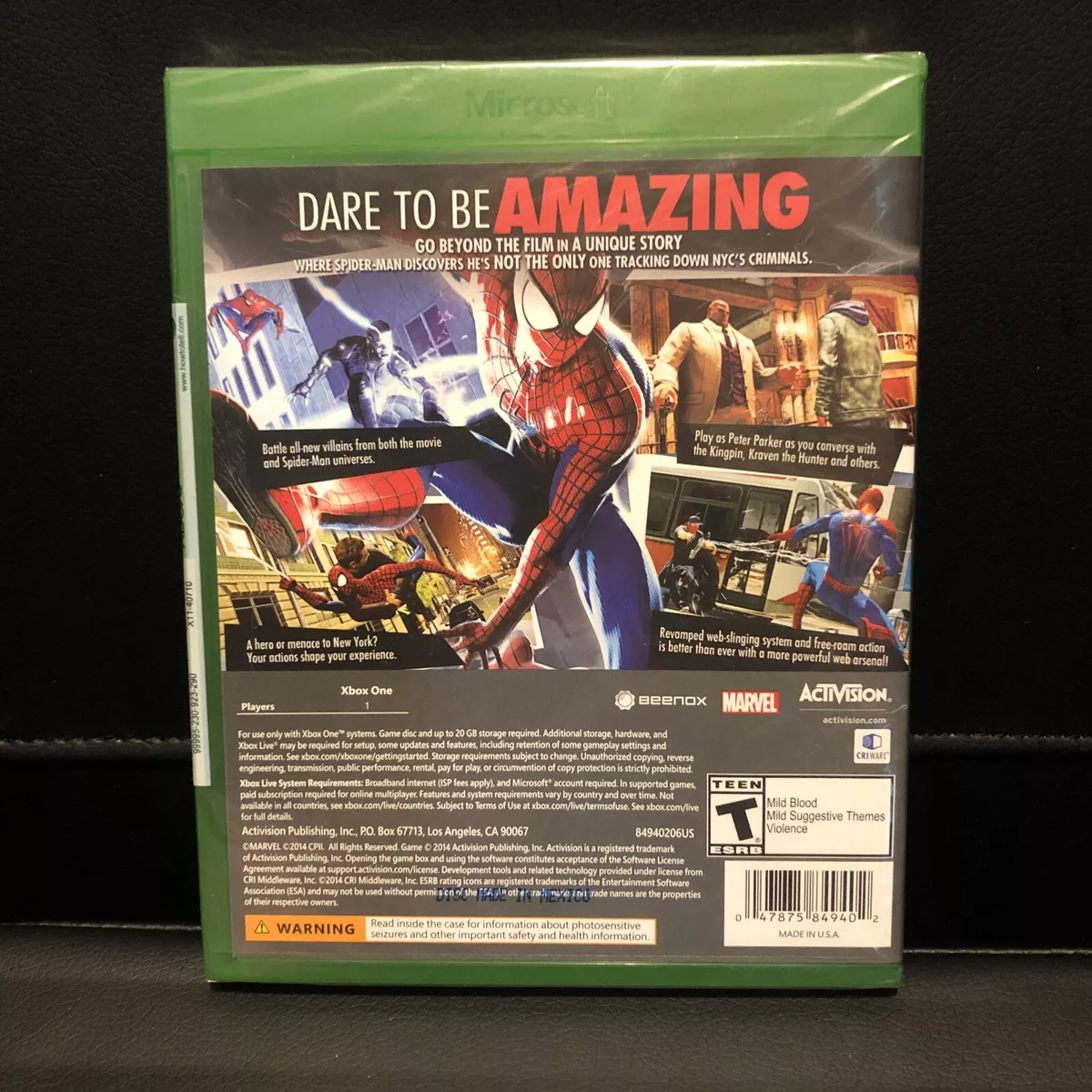 XBOX ONE Amazing Spider-Man 2 Case, Cover Art, ONLY *NO GAME* Rare