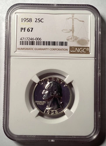 1958 Washington Quarter, NGC PF 67