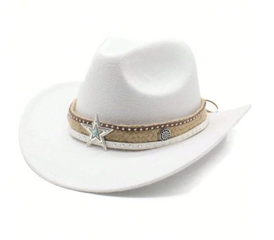 White Western Cowboy, Cowgirl Hat, Lone Star Strap, Men  display picture 2