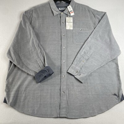 Tommy Bahama Coastline Cord Shirt Men's 3XLB Sandwash Zinc Gray Corduroy Resort