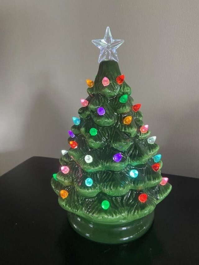 Raz Ceramic Lighted Colorful Christmas Tree 8" Tall (FREE SHIPPING) eBay