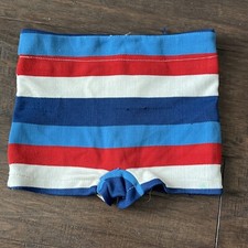 Vtg Stretch Nylon Swim Trunks Navy Blue Red Stripes Nautical Boys 4T 1960s 50s