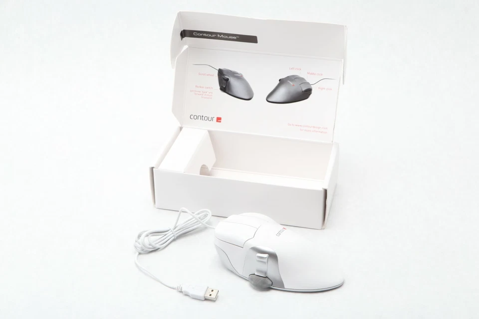 Lot 24x New Contour Design WHITE Perfit Mouse Ergonomic USB PMO5-XL-R XL Right - Image 2 of 4
