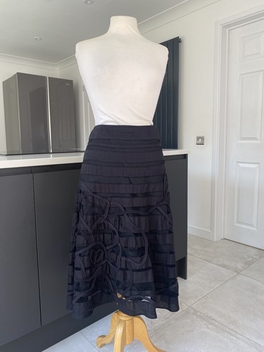 Per Una Size 10 Black Mesh Mix Applique A-line Skirt Marks and Spencer Formal - Picture 5 of 14