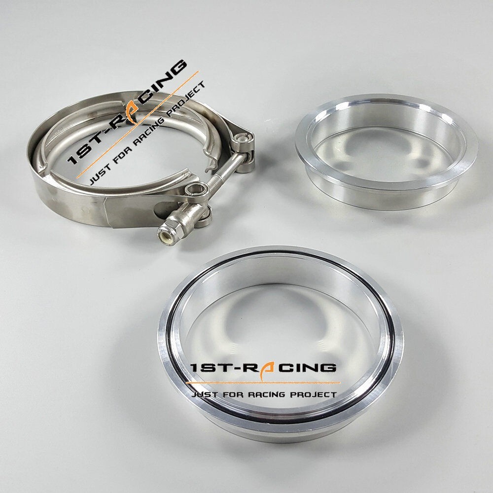 76mm 3" inch Aluminum Flanges+Stainless Steel 304 Clamp V Band Kit Universal New