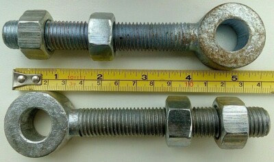 2 verstellbare BZP M16 Torscharnier Augenschrauben mit Muttern ein Paar 4 Zoll 16 mm x 100 mm 