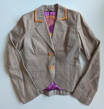 St Martins Linen/cotton Short Jacket Art Print Embroidery - Vgc - Women Size S