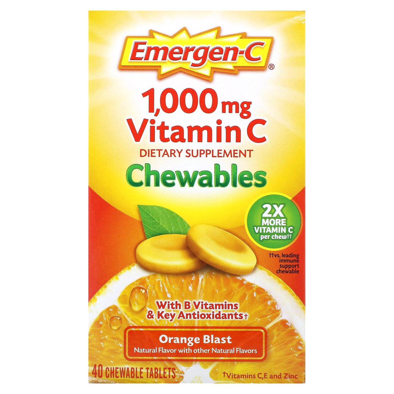 Chewable Vitamin C 1000mg With B Vitamins And Antioxidants Tablet 40 Count Or...