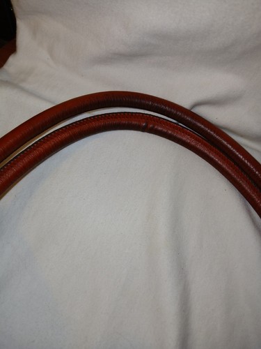 Michael Kors Tan Canvas Logo Gathered Red Double Leather Handles, Gold Accents - Picture 7 of 7