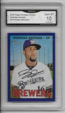 2016 Topps Heritage High# PURPLE REFRACTOR  Domingo Santana #719 (RC) GMA 10