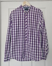 Paul Smith tailored Fit Gingham Check Pattern Purple and White Long Shirt size L