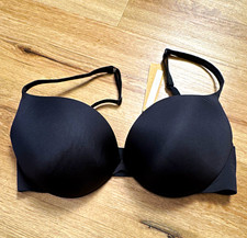 SKIMS ULTIMATE PUSH-UP PLUNGE BRA UNDERWIRE ONYX BLACK 36D