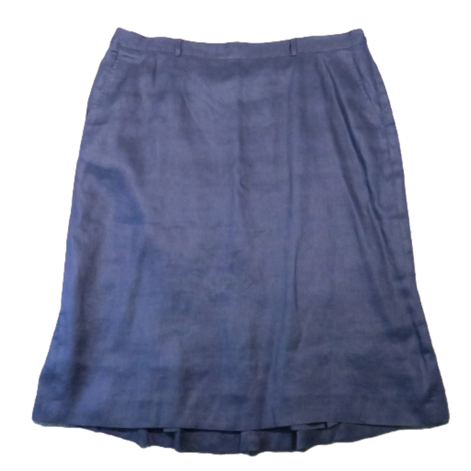 Lauren Ralph Lauren Skirt Women 18W Navy Blue Linen A-Line Pockets Office Preppy