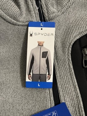 Men's Large Spyder Skiwear Core Sweater Jacket Full Zipper Grey/Black New NWT