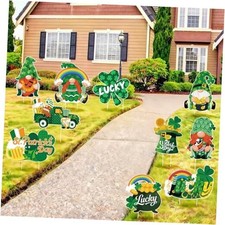 10Pcs St. Patrick's Day Yard Sign Decorations Gnome Lawn Outdoor Decor with