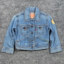 Levis Kids Blue Denim Trucker Jacket California Poppy Patch Medium Wash Size 4T