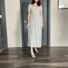 Urban Outfitters white and blue floral midi dress in size medium.