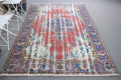 5,8x8,7 ft Large Vintage Rug, Red Oriental Turkish Rug