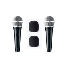 2 Shure PGA48-XLR Handheld Mics w/2 15' XLRs  Foam Windscreens