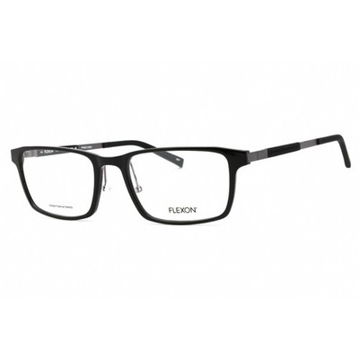 Flexon Men's Eyeglasses Shiny Black Rectangular Full Rim Frame FLEXON EP8008 001