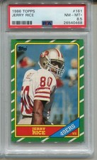 1986 Topps Jerry Rice Rookie Card PSA 8.5 NM MINT+ Football #161. rookie card picture