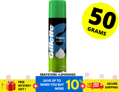 Gillette Lemon Lime Shaving Foam 50g   Foamy Smooth Citrus Shave Cream