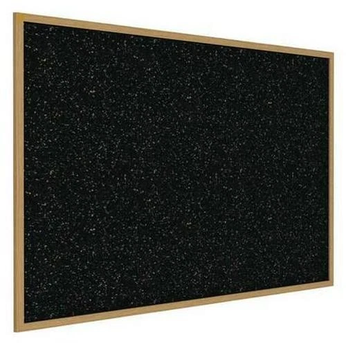 Bulletin Board Rubber 3x4 Wall Mount Oak Frame Confetti Black Indoor Office - Image 3 of 3