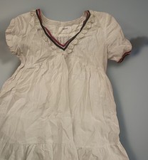 BA&SH Desert Dress Womens Mini White Short Sleeve Ruffle V Neck Babydoll