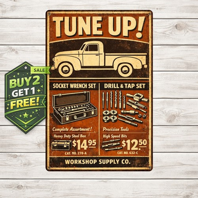 #ad 1959 Sears Roebuck Craftsman Tools Aluminum Sign 8x12 Vintage $10.99