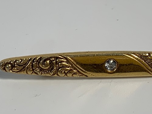 Vintage Avon goldfarbene Strass Staffordshire Gardens Bar Brosche Anstecknadel - Bild 3 von 5
