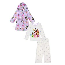 DISNEY Princess Girls Pajama Bath Robe Set 4 5 6 8 10 Ariel Moana Tiana Rapunzel