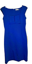Calvin Klein Square Neck with Pleated Detail - Blue Dress - Size 8