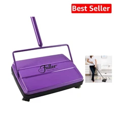 Quick Clean 9" Carpet & Floor Sweeper - Portable Electrostatic Design, Purple
